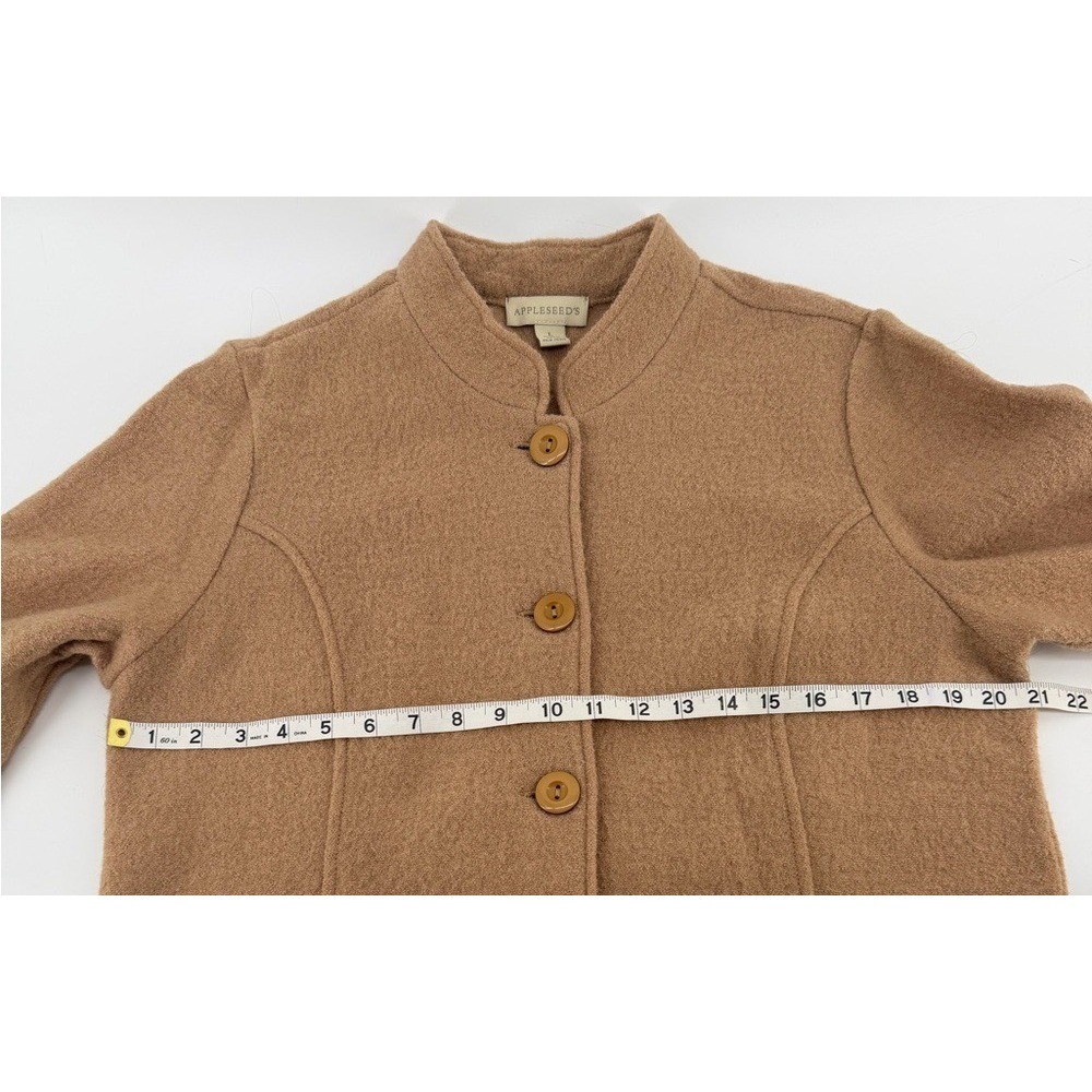 Appleseeds Womens Large 100%‎ Wool Mock Neck Button Front Jacket Camel Tan L - Picture 3 of 6